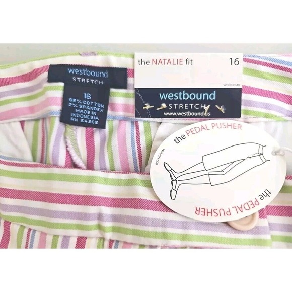 Westbound ~Woman Size 16~ Multicolor Striped Natalie Fit Straight Leg Capri Pant - Picture 7 of 9